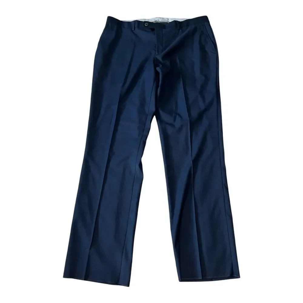 Pierre Loren Mens Navy Blue 2 Piece Suit 42S 39 Waist Notch Lapel Style S61652‎